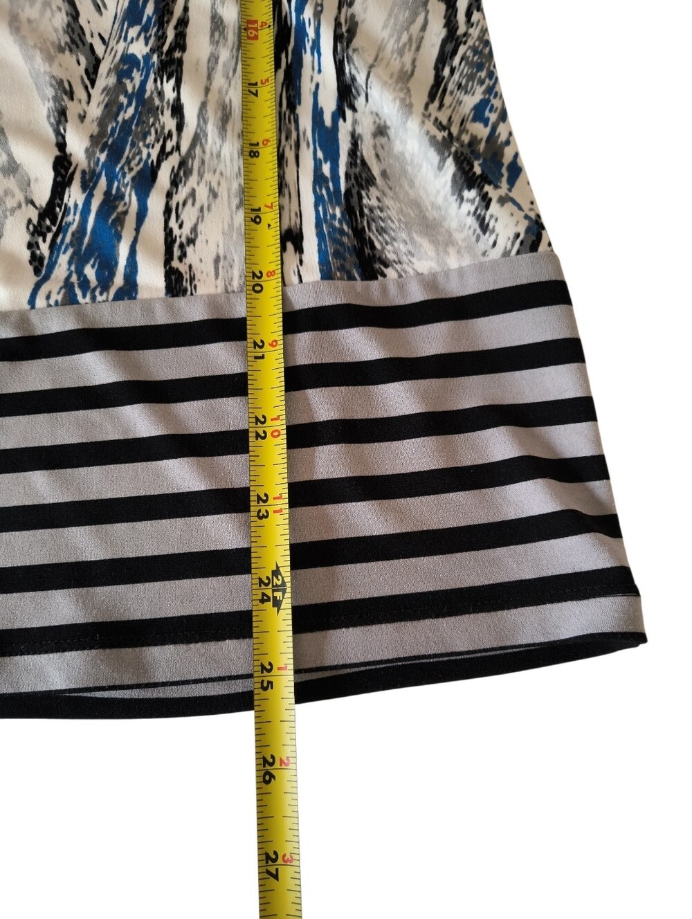 Calvin Klein Blue, White & Black Mixed-Print Cap Sleeve Tunic/Blouse - Picture 4 of 6